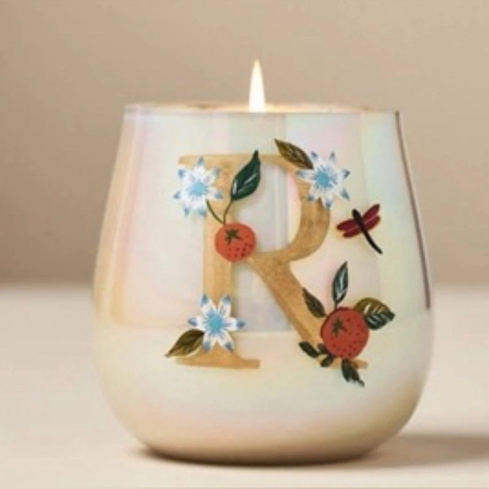 Anthropologie Fruity Monogram Floral Night Gardenia Glass Candle, Various NWT